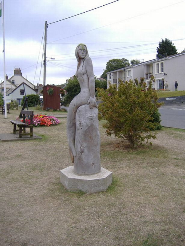 Sculpture of the Mermaid of St Dogmael in Pembrokeshire Village, Wales