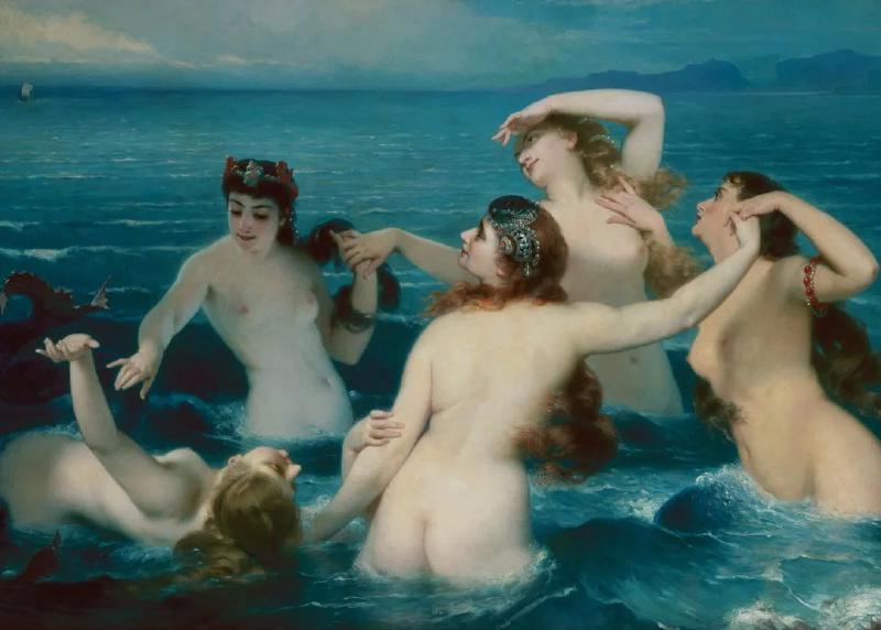Mermaids Frolicking in the Sea by Charles Edouard Boutibonne